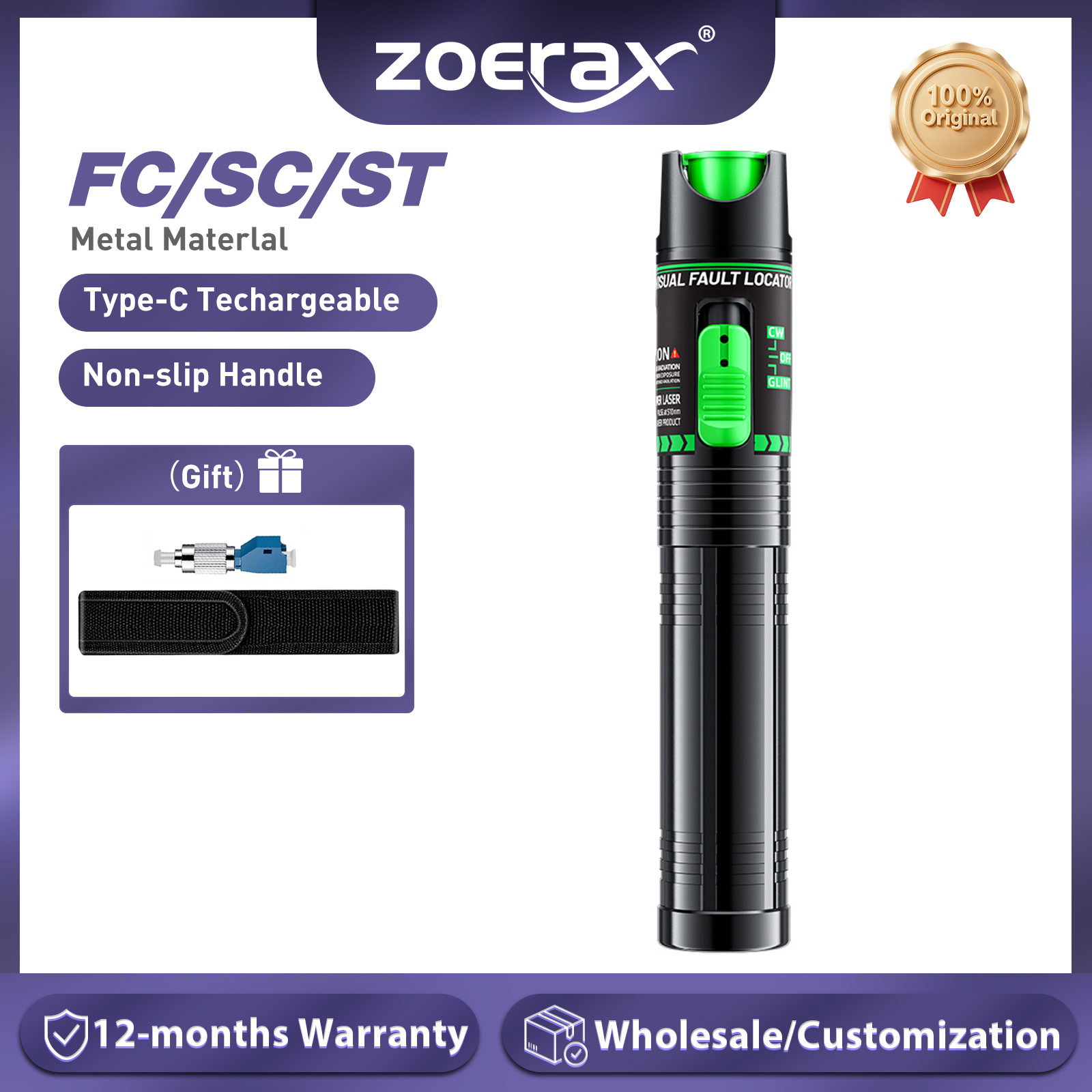 Industrial Laser Pointer - ZoeRax 30/15mW Fiber Optic Visual Fault