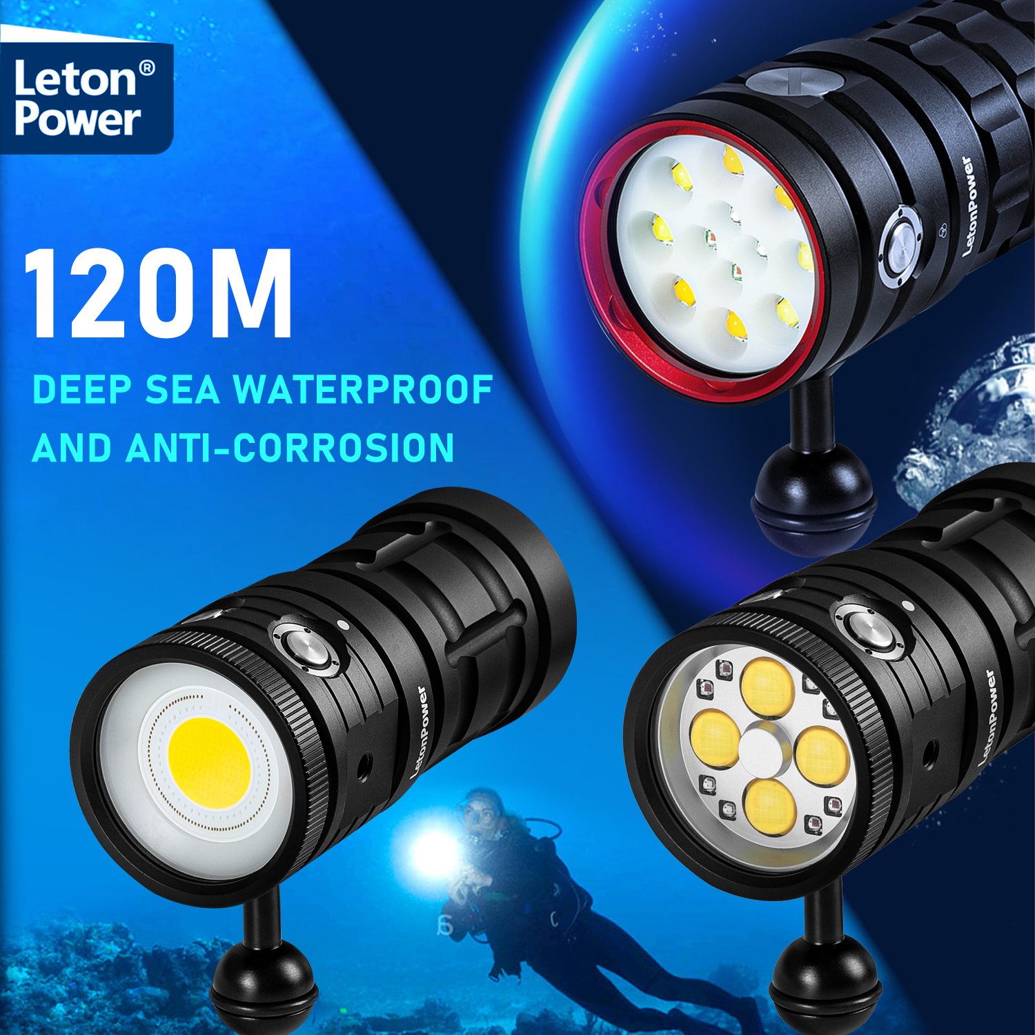 Industrial Laser Pointer - Professional Underwater Lamp 4*120*120 36Core Photography