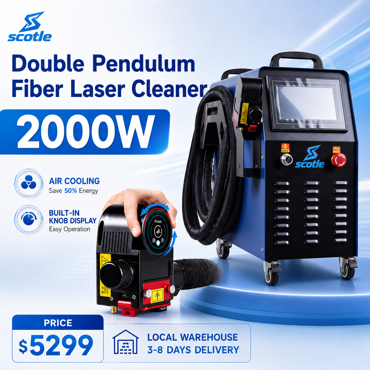 2000W Air Cooled Double Swing  - Industrial Laser Cleaning Equipment 리뷰 및 가격